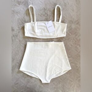 Marlies Grace Bea Spandex Set Desert Crop Top High-Waist Shorts Large NWT